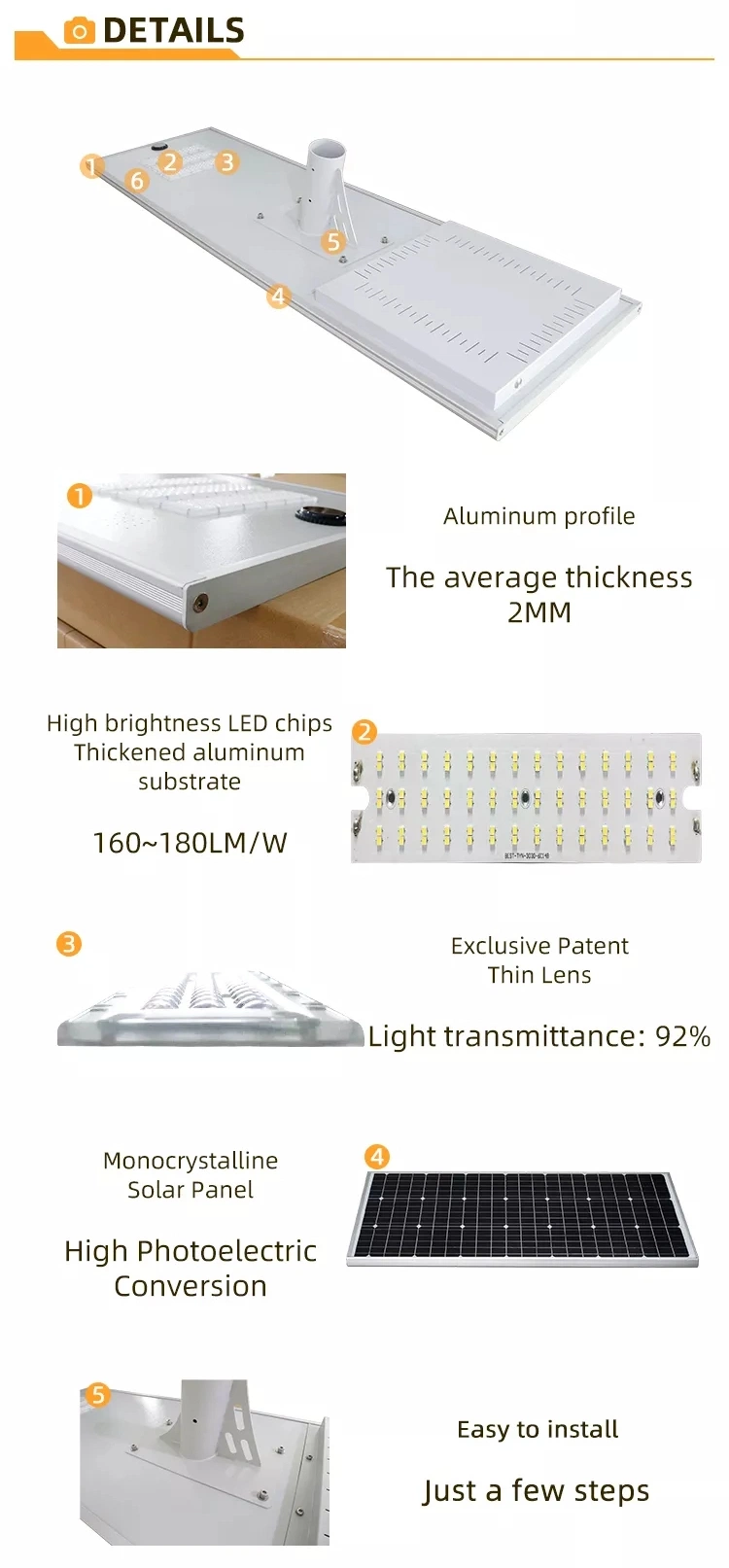 CE/ISO Certificated Outdoor Lamparas Solaraes Solar Garden Light with Factory-Price