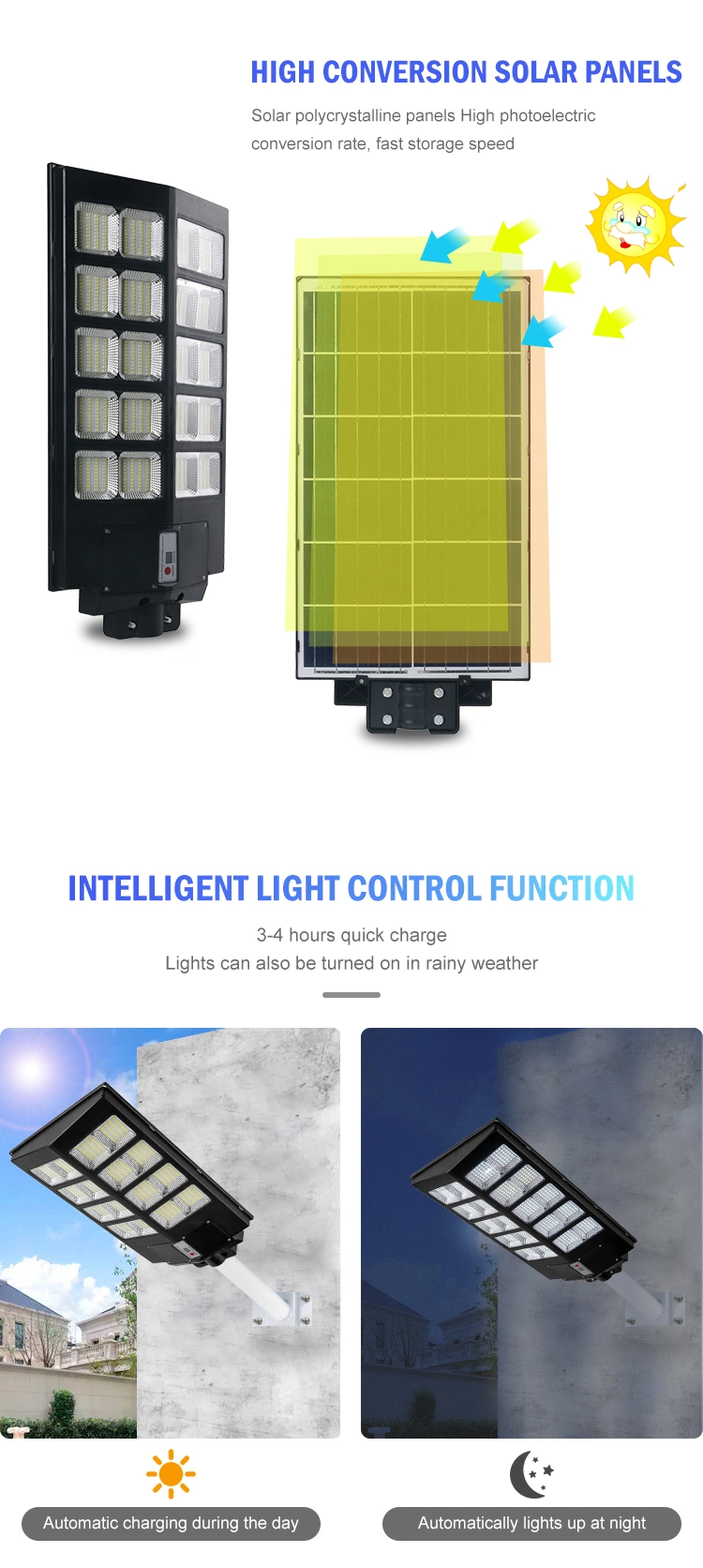 3 COB All in One Solar Street Lights OEM Remote Control Plastic Motion Sensor Outdoor Solar Wall Light for House