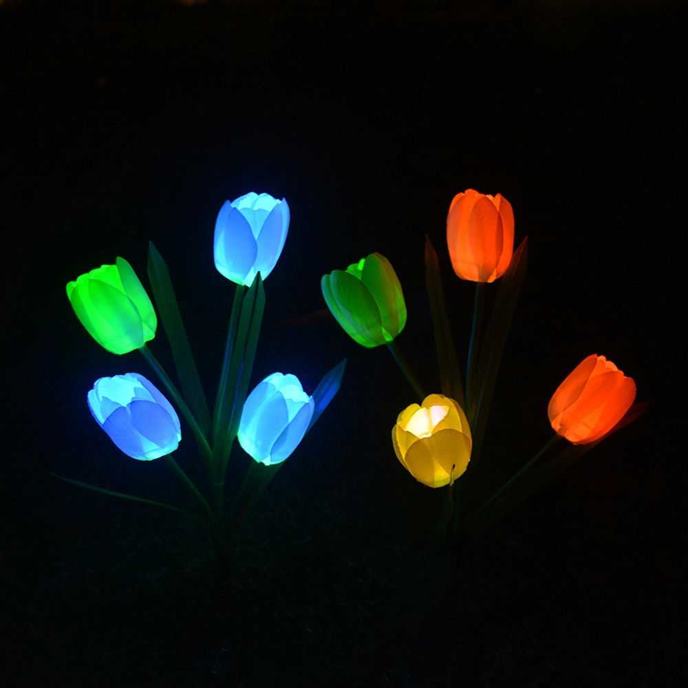 LED Tulip Flower Stake Light Solar Energy Rechargeable for Outdoor Garden Patio Pathway Porch Backyard Esg16583