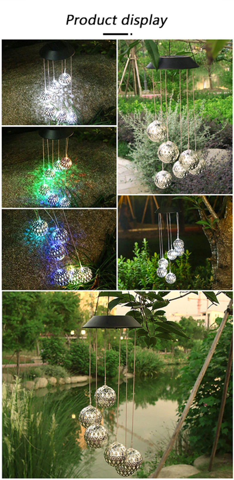 Outdoor Courtyard Garden Decorative Light Waterproof Landscape Small Hanging Light Solar Chandelier Wind Chime Light