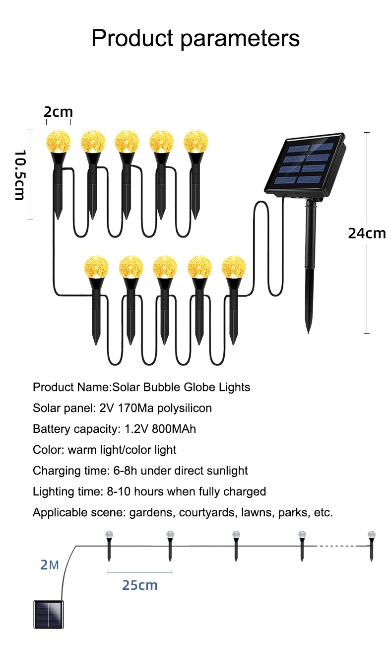 LED Solar Outdoor Garden Lights Decorative Bubble Ball String Lights