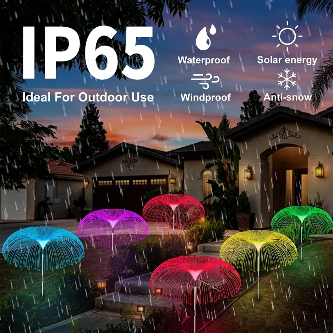 7 Color Changing Landscape Decorative IP65 Waterproof Solar Fiber Optic Lamp LED Garden Jellyfish Lights