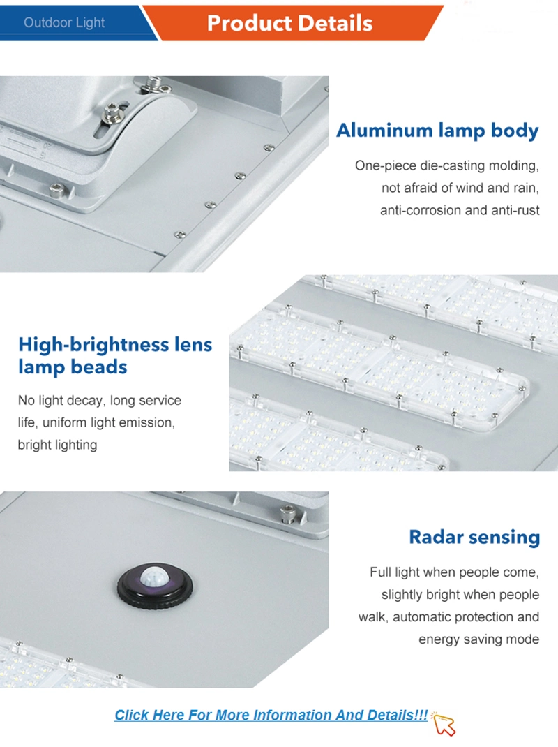 100W High Brightness Outdoor All in One Solar Street Light Post Lamp