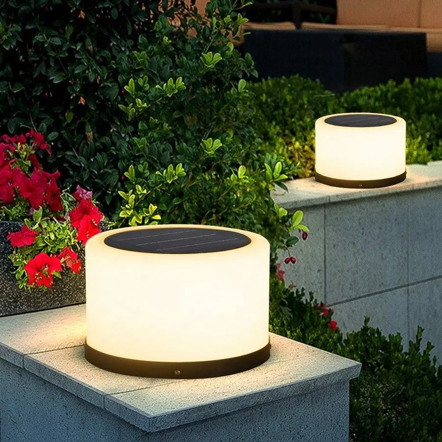 5W Outdoor IP54 Waterproof LED Courtyard Column Lamps Cylindrical Post Light Garden Landscape Lighting Solar Fence Light