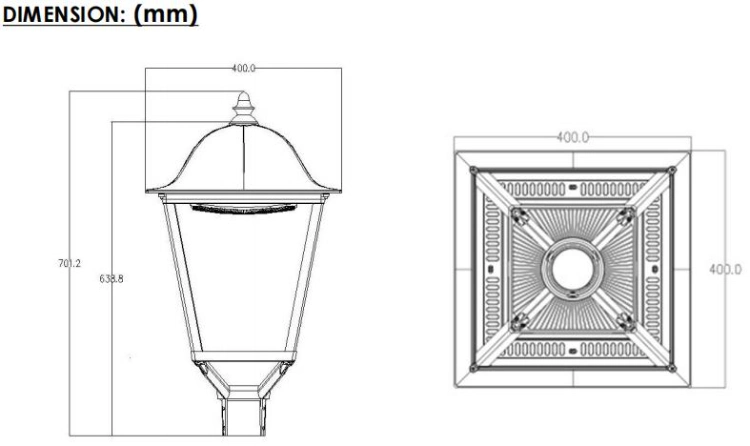 Vintage LED Street Lights 50W 60W 80W LED Pole Mounting Garden Lanterns Courtyard Lamps