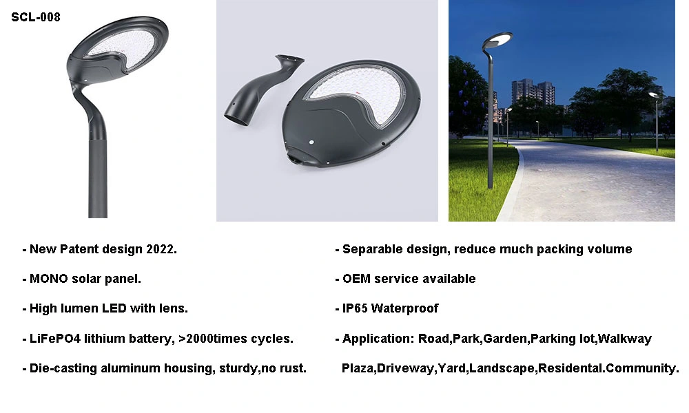 Manufacturer Energy Saving Solar LED Lights Powered Fixture for Park Street Outdoor