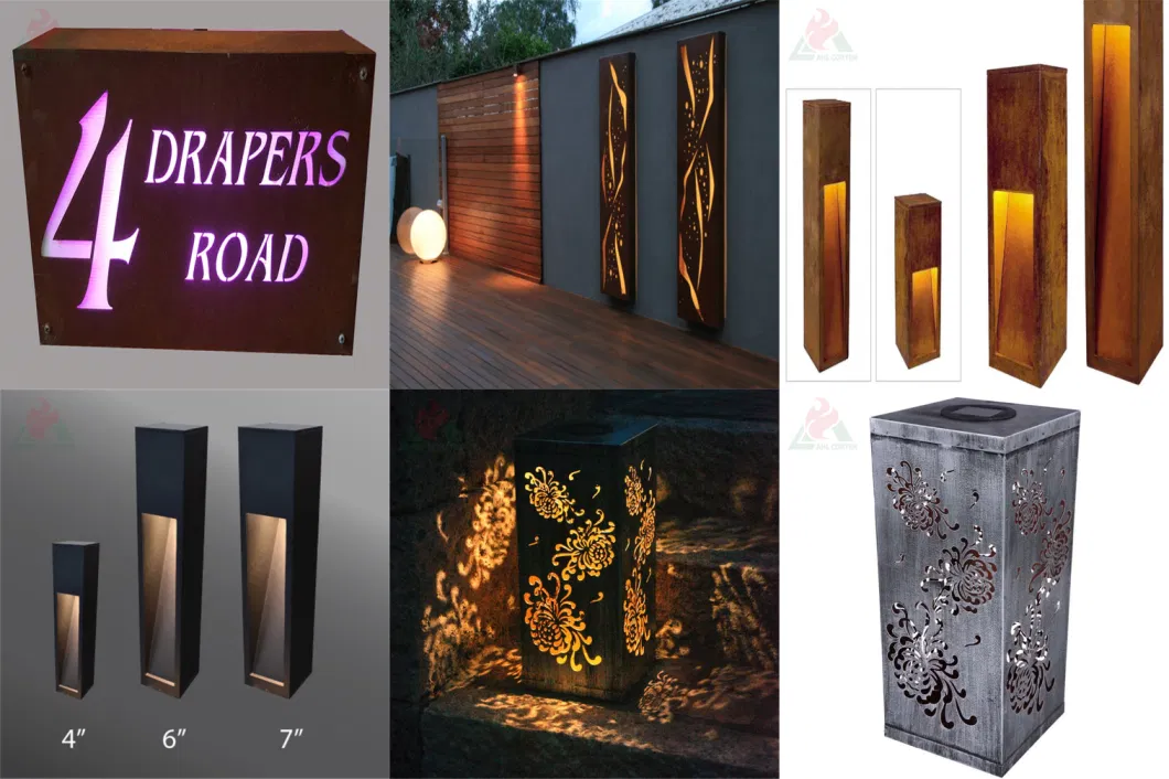 Rustic-Style Corten Lightbox for Courtyard Lighting