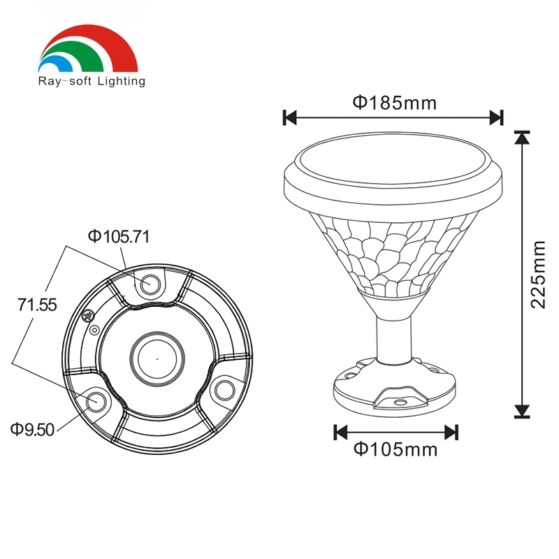 IP65 Waterproof Solar Post Fence Lamp Outdoor Main Gate Solar Pillar Light Backyard Pathway Courtyard Solar Garden Lighting