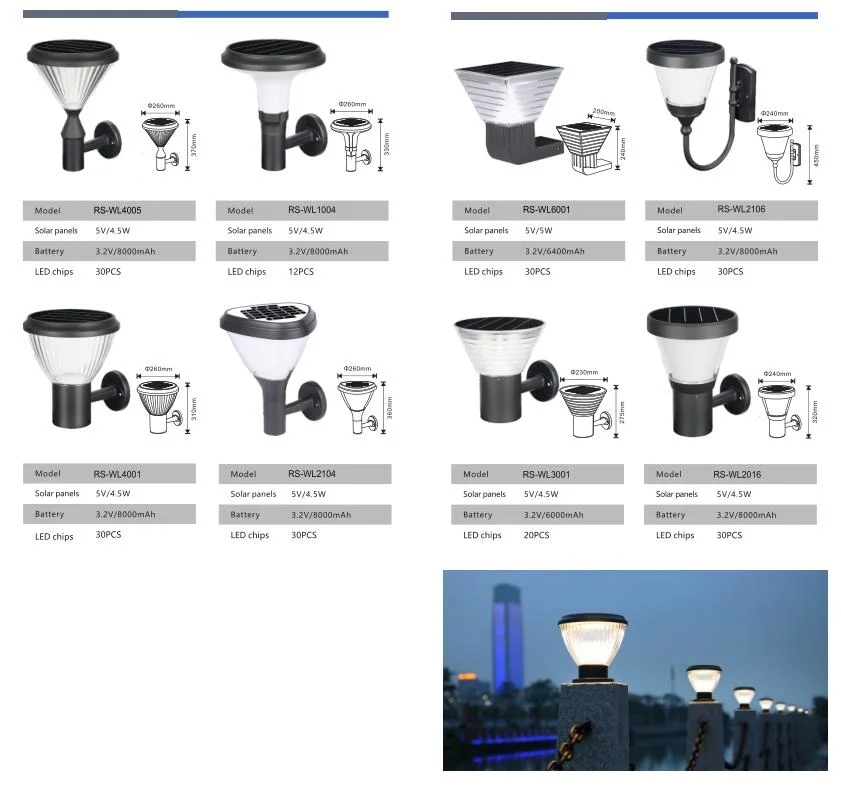 Solar Column Headlight Pillar LED Solar Post Lights Photosensitive Switch Porch Path Street Fence Lawn Garden Light