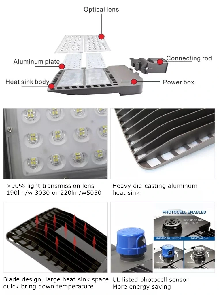 100W 150W 200W 240W 300W LED Shoe Box Light Fixture for Parking Lot Courtyard and Street Lighting