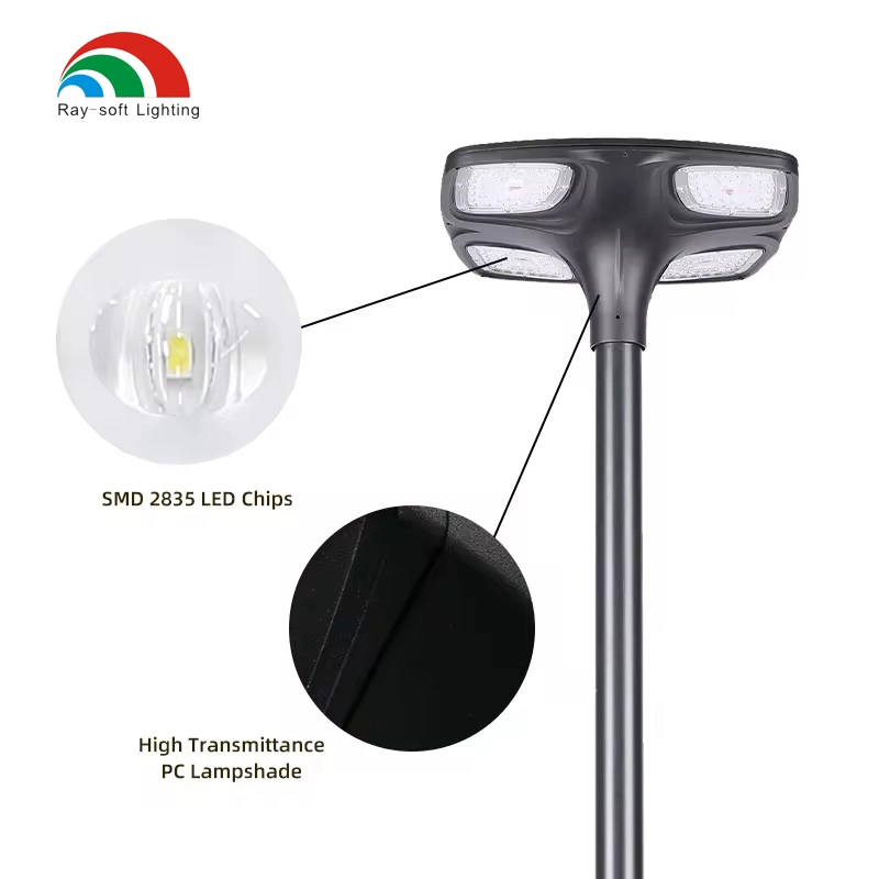 2024 Alumium Privated Solar Powered Outdoor Pathway Decoration Landscape Waterproof Lawn Lamp 8W*4 Spot Lights LED Solar Bollard Garden Lights