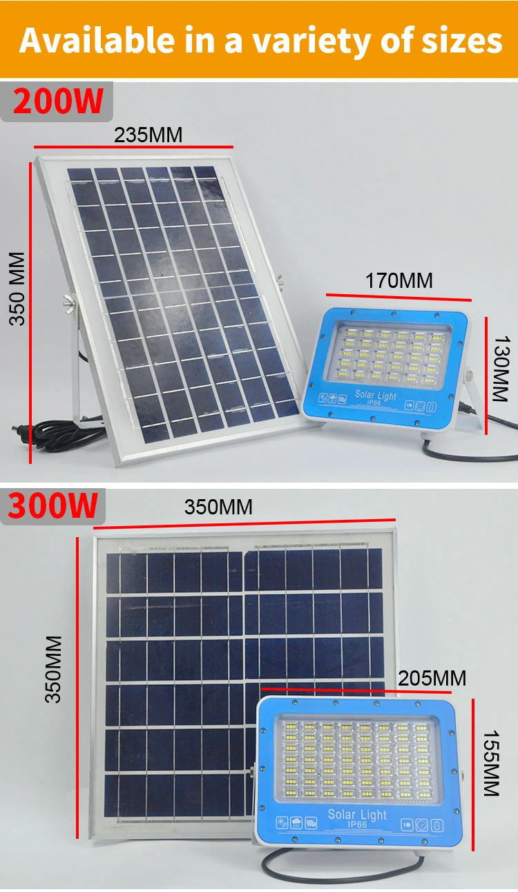 2023 Hot Sell Outdoor Solar Flood Lights 200W 300W 400W 500W Dusk to Dawn Solar Street Light with Remote for Garden