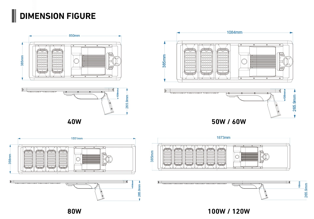 IP67 Waterproof LED Outdoor All in One Two Integrated Solar Panel Power Street Road Garden Light