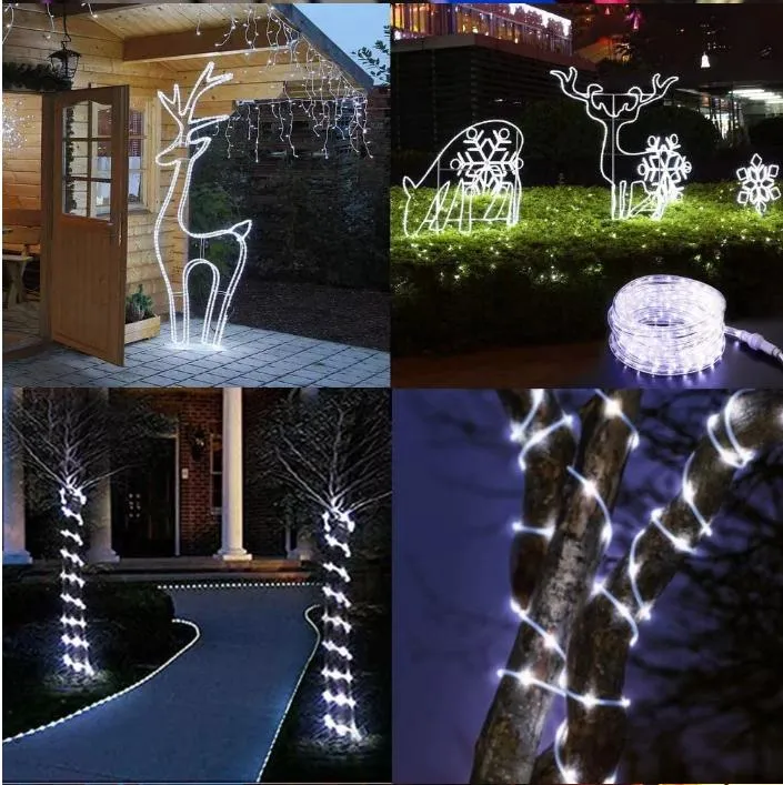 Outdoor Waterproof LED Solar Pipe Copper Wire Light for Christmas Tree or Garden Decorative String Lights Holiday Lighting