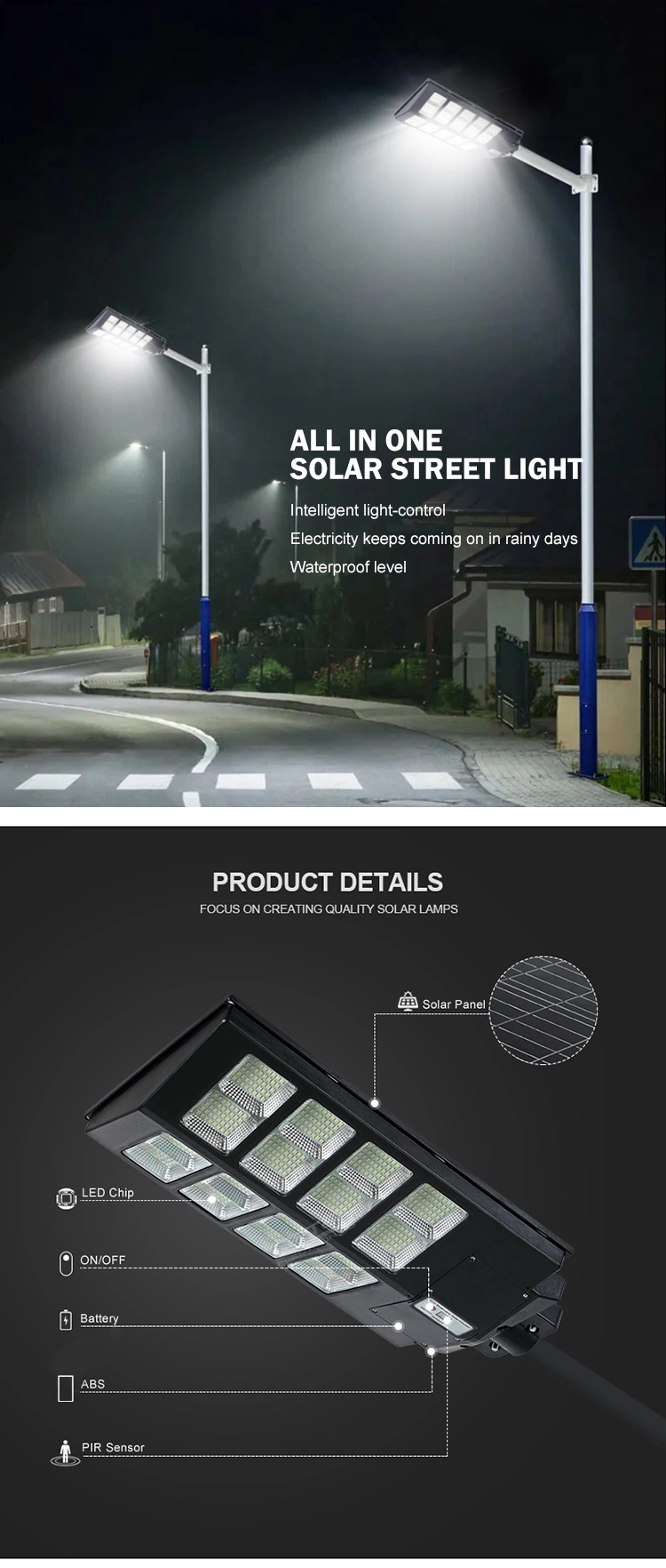 30W 60W 90W All in One Solar Street Lamp Garden Yard LED Solar Lighting Outdoor IP 65 Solar Light