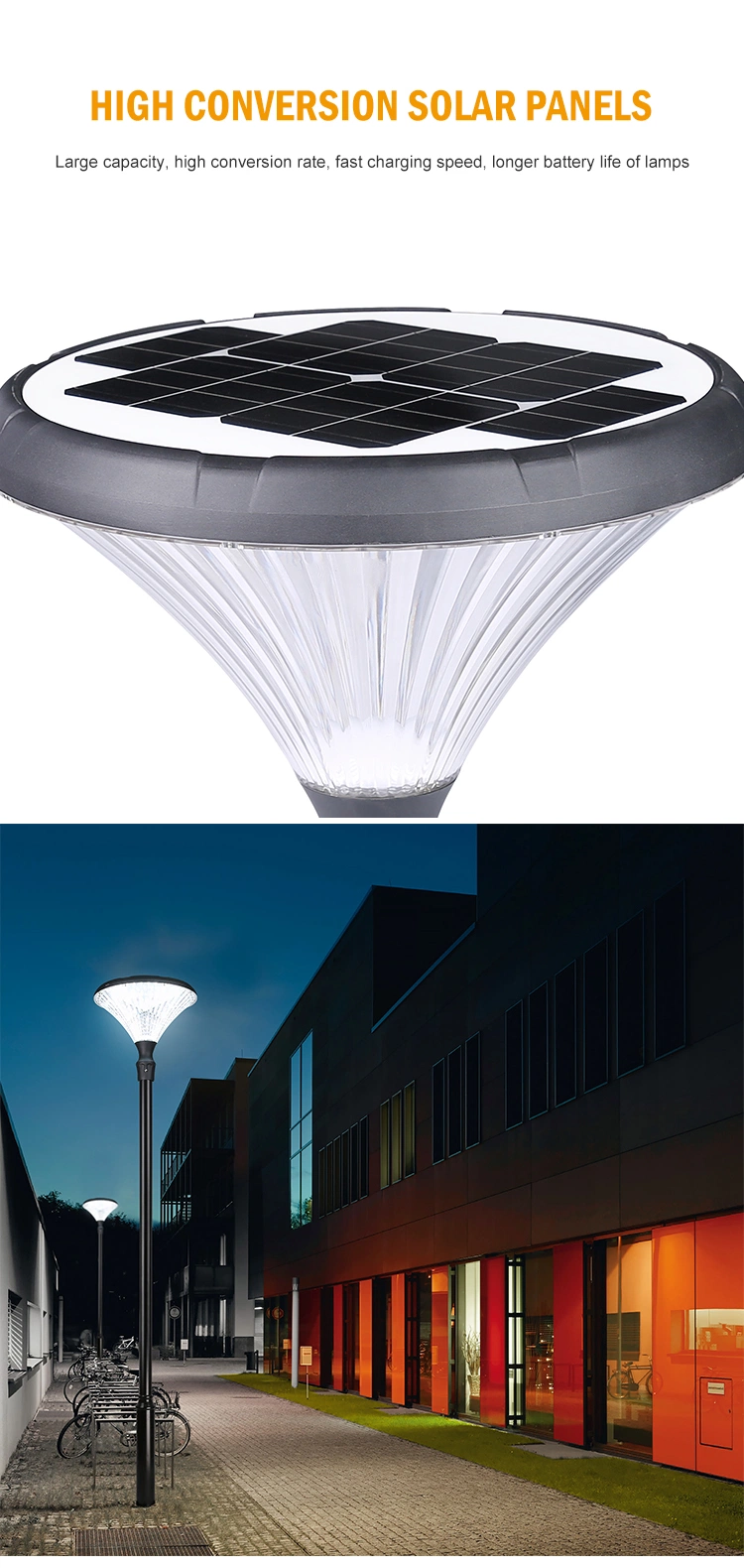 Solar High Pole Light 25W Courtyard Lamp Outdoor Waterproof Garden Villadom LED Rural Road Diamond Looking