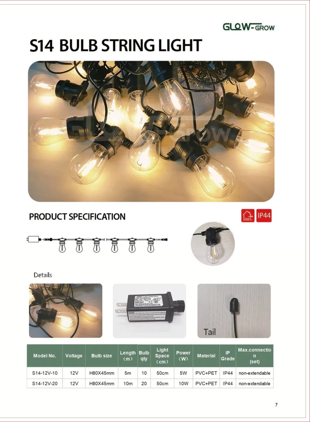 Outdoor Patio Lights LED Bulb String Light for Outside Backyard Deck Porch Garden Christmas Party Decoration