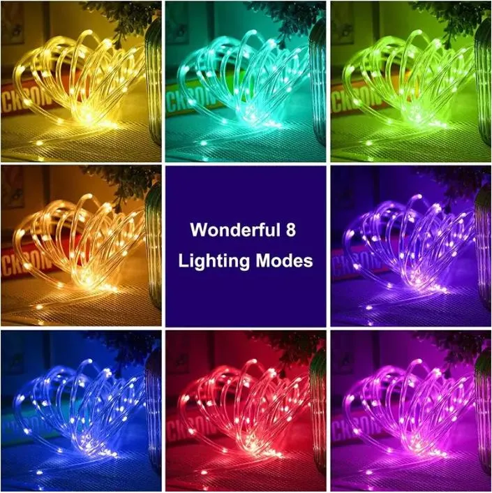 Outdoor Waterproof LED Solar Pipe Copper Wire Light for Christmas Tree or Garden Decorative String Lights Holiday Lighting