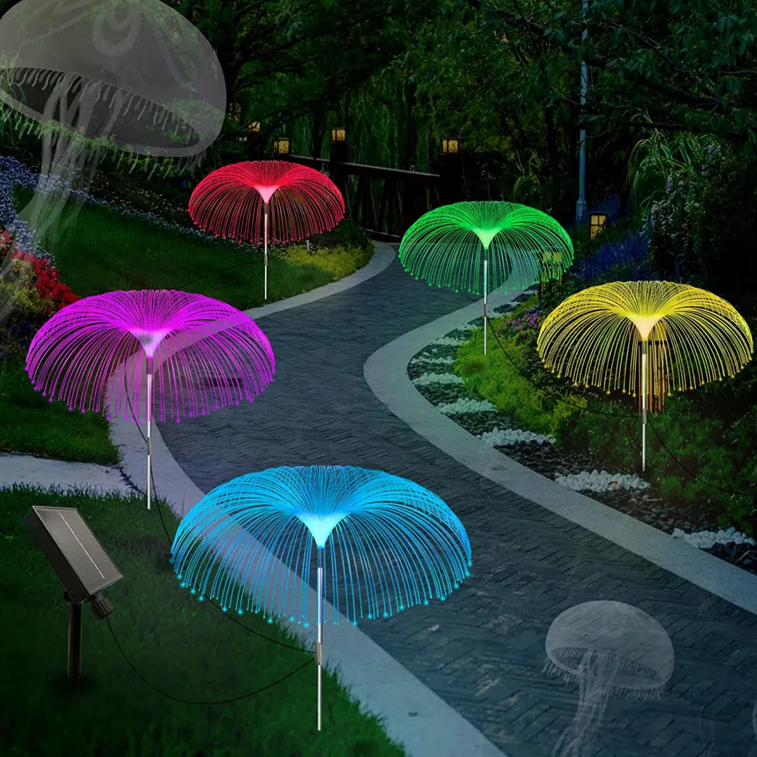 7 Color Changing Landscape Decorative IP65 Waterproof Solar Fiber Optic Lamp LED Garden Jellyfish Lights