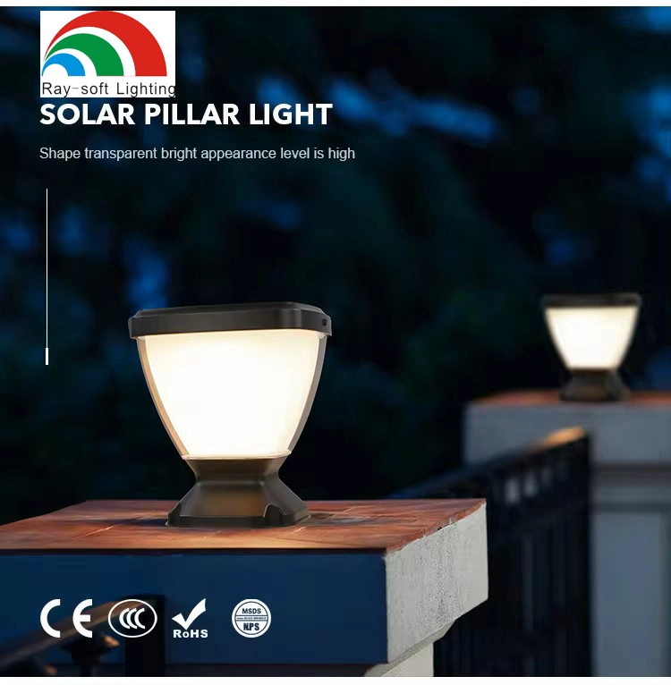 Solar Column Headlight Pillar LED Solar Post Lights Photosensitive Switch Porch Path Street Fence Lawn Garden Light