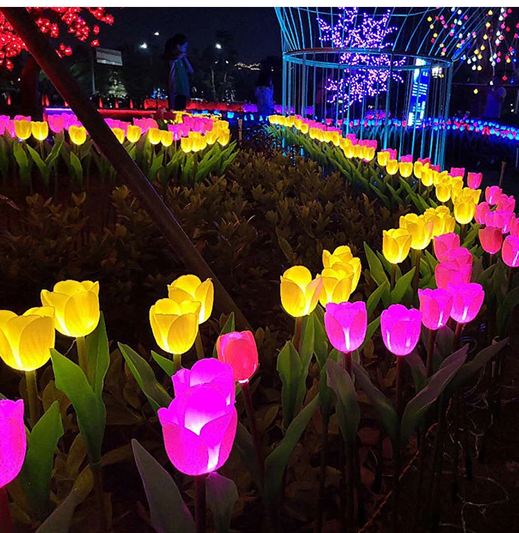 High Quality Outdoor Decoration Wedding Christmas LED Tulip Lights Super Bright Solar LED Garden Lights Waterproof