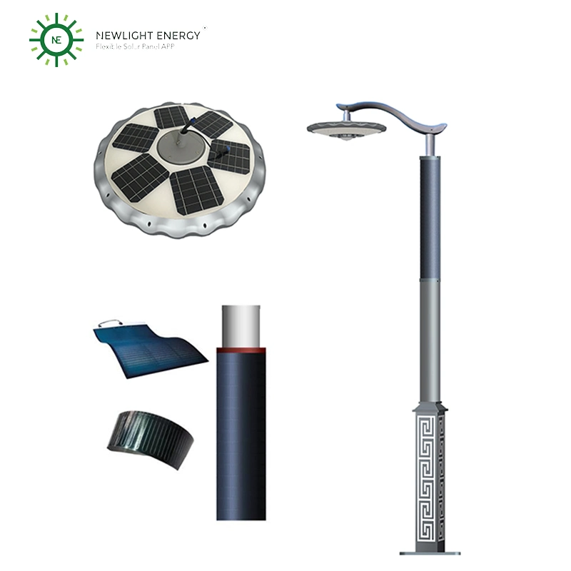 LED Custom Solar Light With Flexible Solar Panel Wrap On Pole For Courtyard