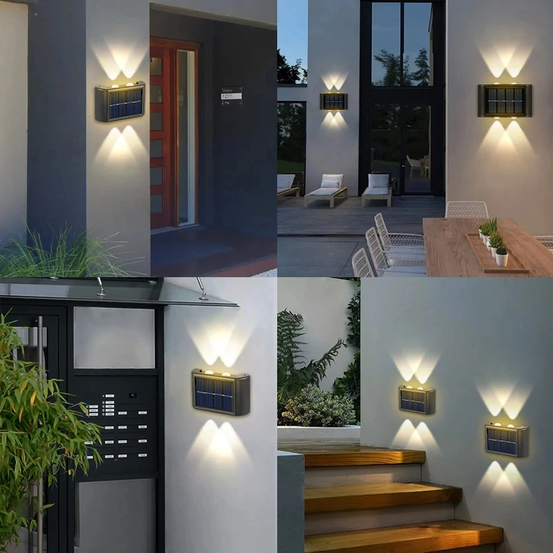 LED Solar Wall Light Outdoor Garden Waterproof up and Down Luminous Wall Lamp for Courtyard Staircase Porch