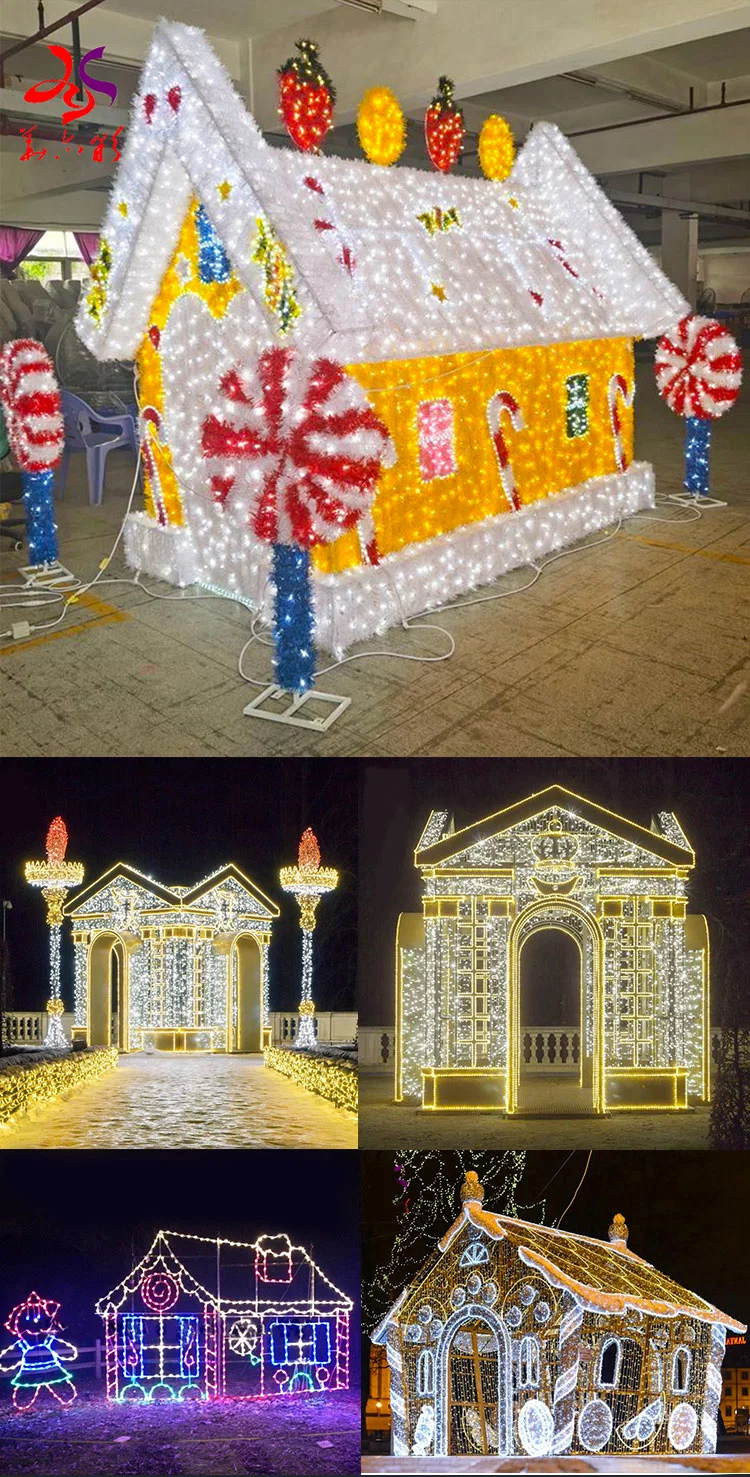 Outdoor Decorations 3D LED Christmas Decorative Light House Motif Light