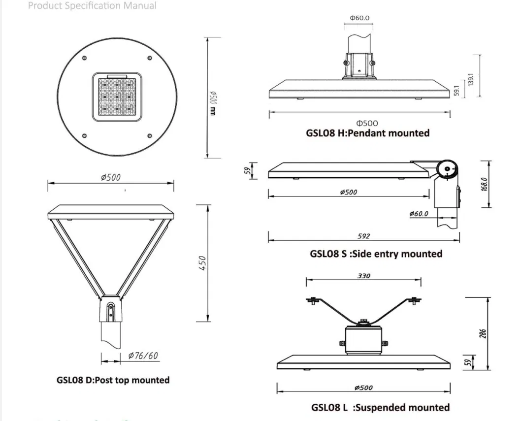 Chinese Factory LED Courtyard Lamp Custom Design 140lm/W