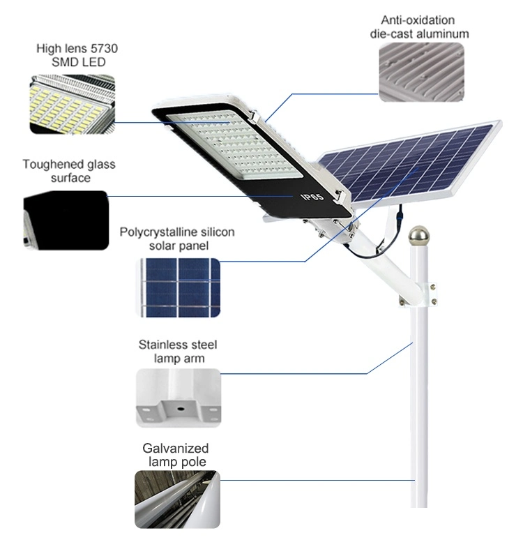 60W 80W LED Solar Street Lights Outdoor Dusk to Dawn, Security Flood Light with Remote Control &amp; Pole Wireless Waterproof