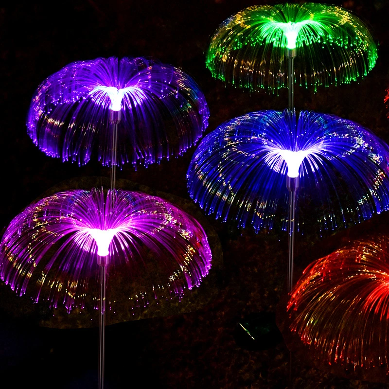 7 Color Changing Landscape Decorative IP65 Waterproof Solar Fiber Optic Lamp LED Garden Jellyfish Lights