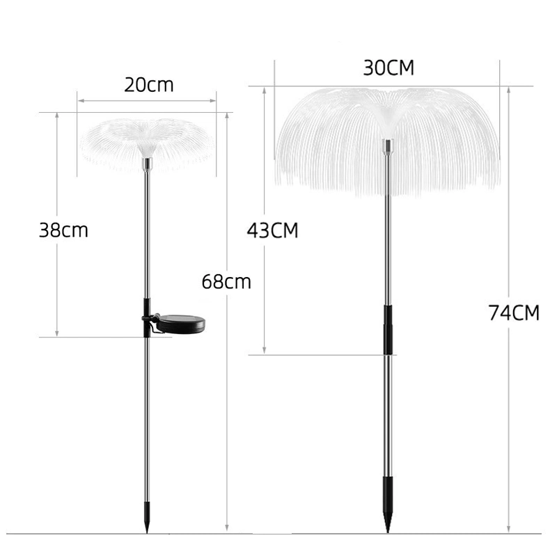 7 Color Changing Landscape Decorative IP65 Waterproof Solar Fiber Optic Lamp LED Garden Jellyfish Lights