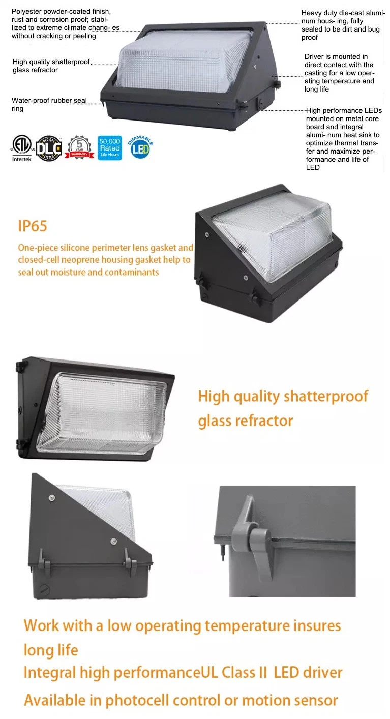 5 Years Warranty 60W 80W 100W 120W 150W LED Wall Pack Light Dusk-to-Dawn Lighting Outdoor Wall Pack Light