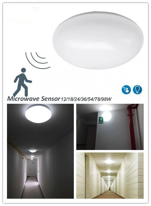 24W IP65 Auto on off Radar Microwave Motion Sensor LED Wall Lamp Corridor Lighting Hallway Patio Yard Warehouse LED Bulkhead Ceiling Light