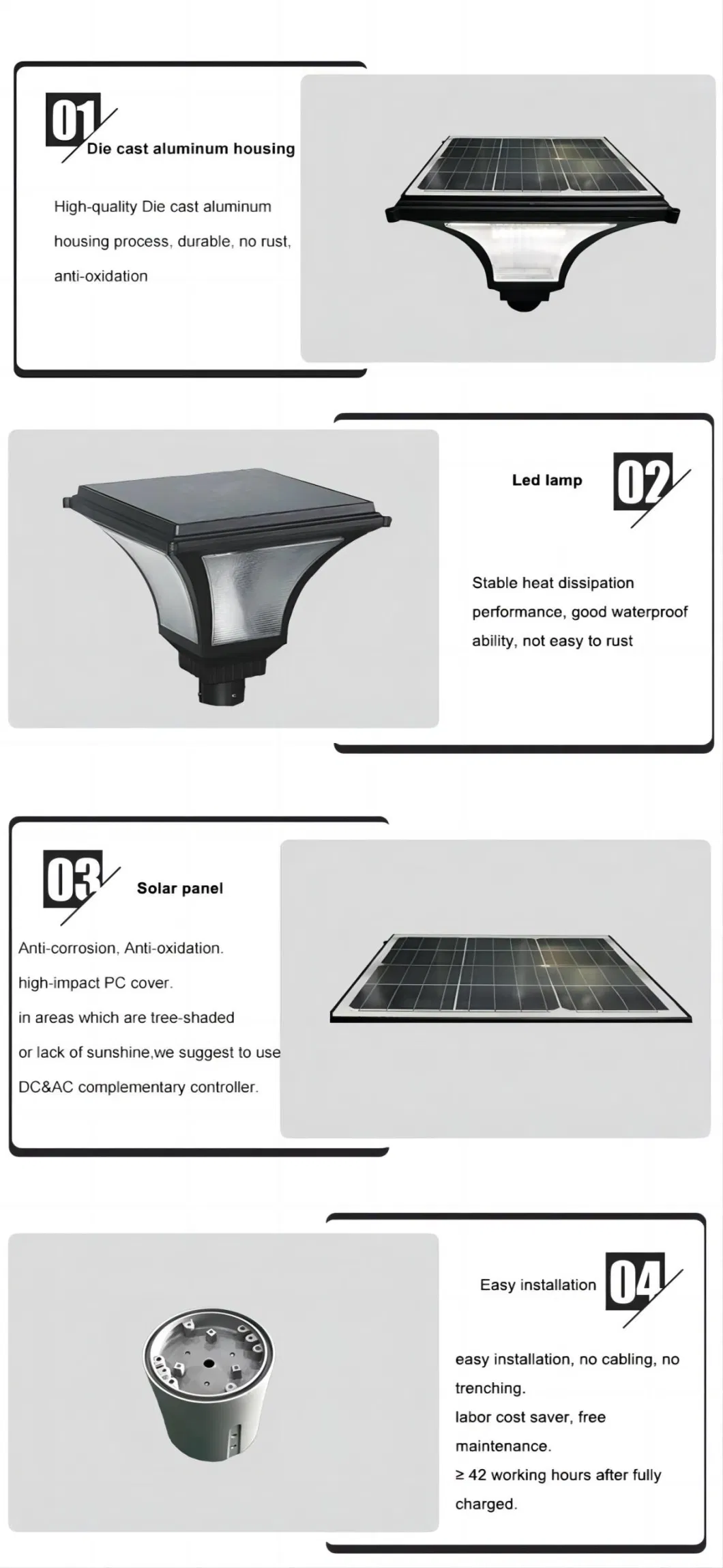 Solar Courtyard Street Light Fixture