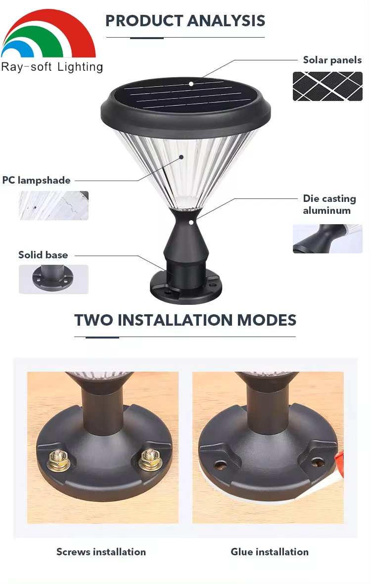 Super Bright Solar Power LED Pillar Lamp Exterior Post Lantern Outdoor Garden Fence Solar Lamp Yard Post Lights