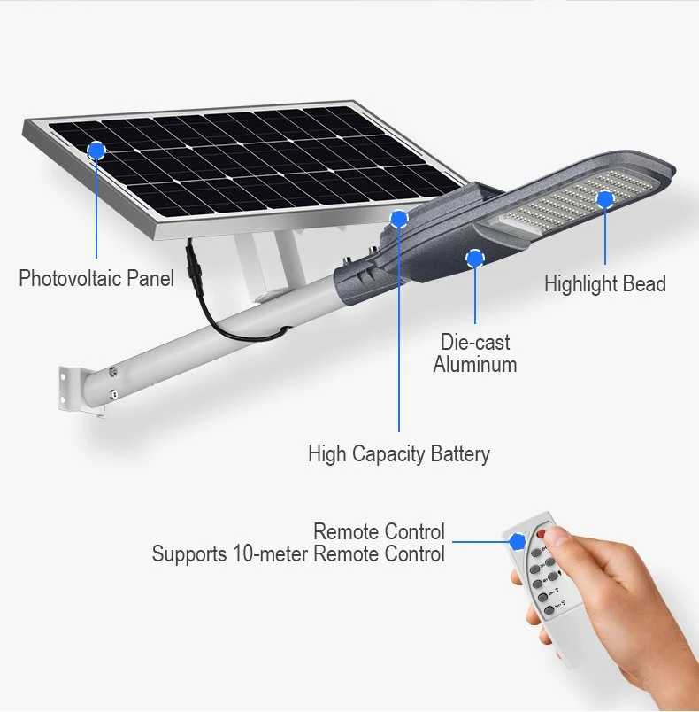 High Brightness IP65 300W 500W Solar Street Light with Lithium Battery Pack Public Lighting Solar Street Light