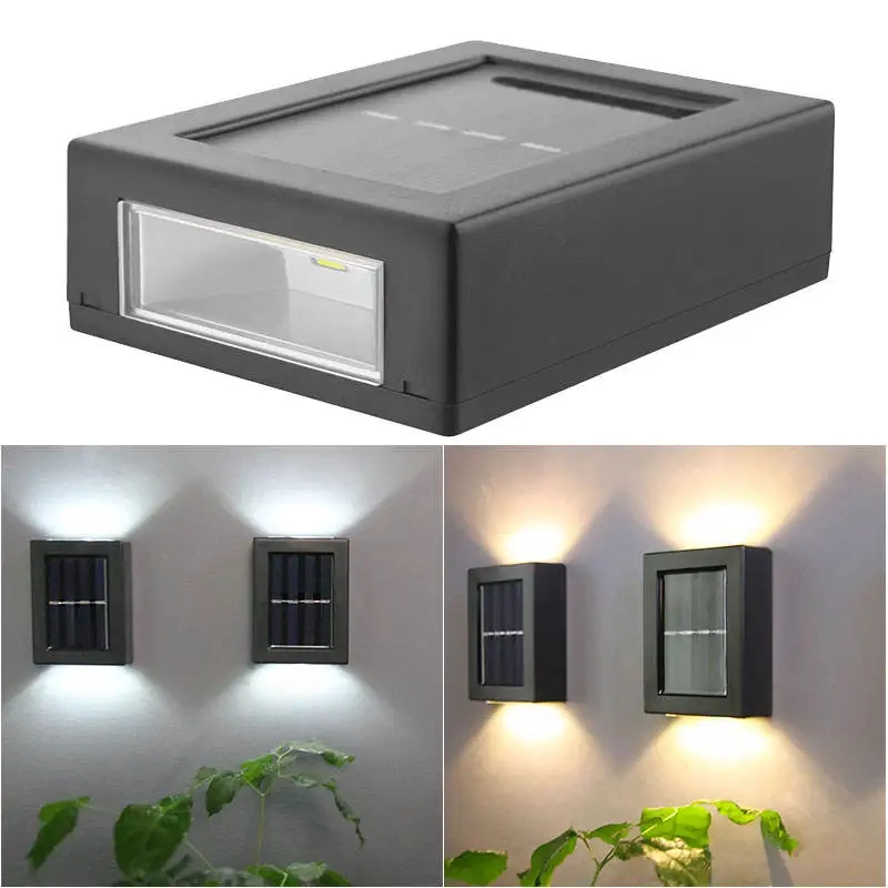 LED Solar Wall Light Outdoor Garden Waterproof up and Down Luminous Wall Lamp for Courtyard Staircase Porch