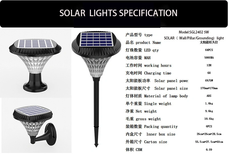 Newest High Quality Ground Spike Lamp Warm White Emitting Plastic Auto on/off LED Solar Outdoor Lights Pathway Lighting for Garden Yard Patio Stake Solar Light