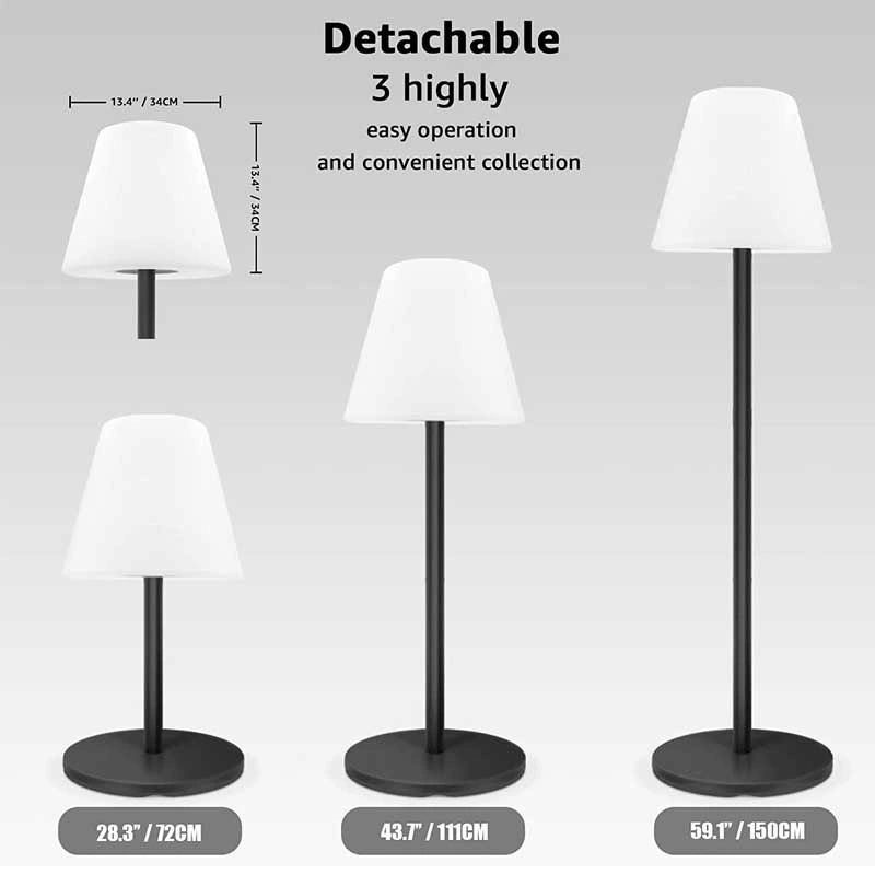 Outside Patio Table Lamp Solar Modern Bedside Lamp Cordless Desk Lamp LED Solar Table Lamp