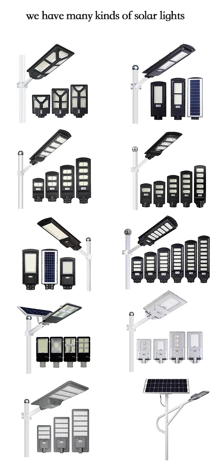 Road Lighting Sensor Motion Lights waterproof IP65 300W All in One Solar LED Street Light with Pole