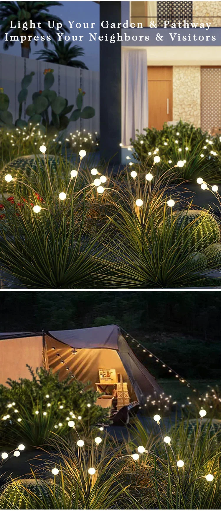 Solar Starburst Swaying Light Wind Blows Garden Light Outdoor Decorative Firefly Firework Lamp for Yard Patio Pathway Decoration