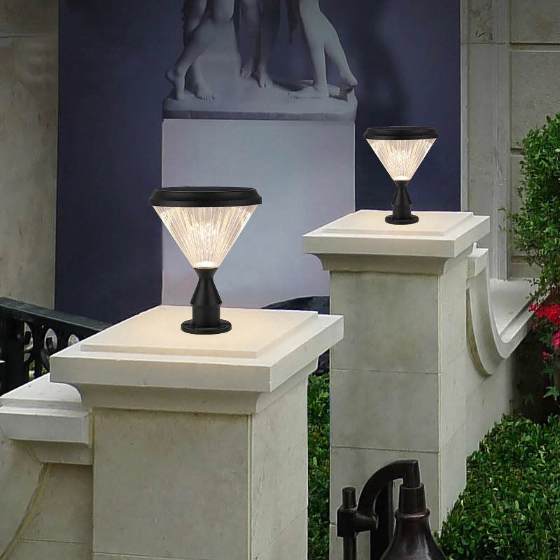 Hotook Solar Landscape Column Cylinder Indoor Glass Iron Lamp Decorative Lighting Columns Outdoor Pillar Light