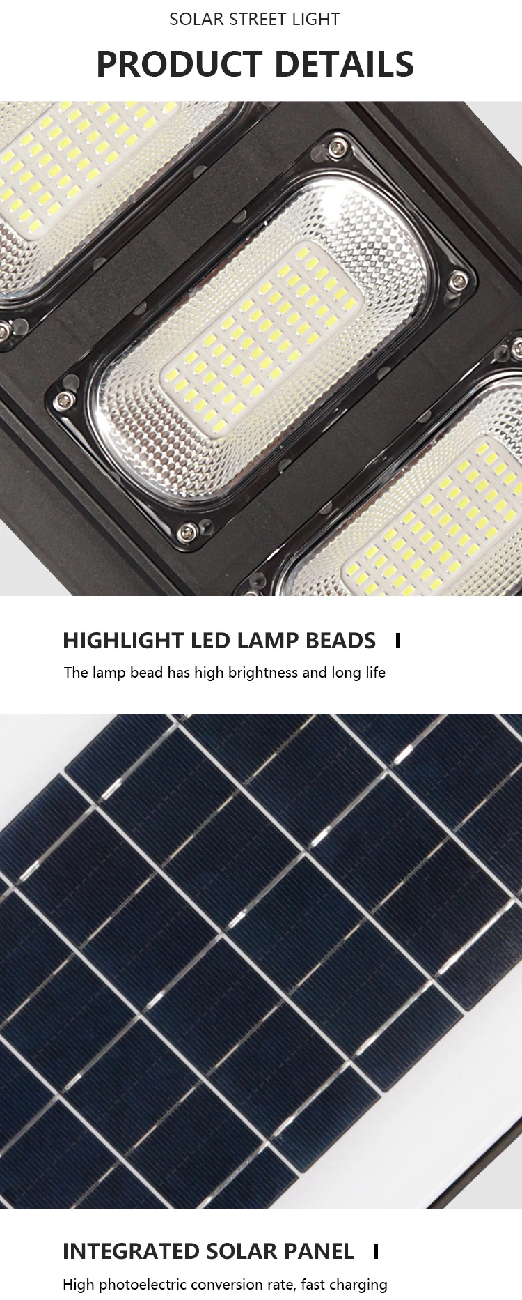 Black Solar Street Lights Powerful Low Price Solar Panel LED Street Light Manufacturer