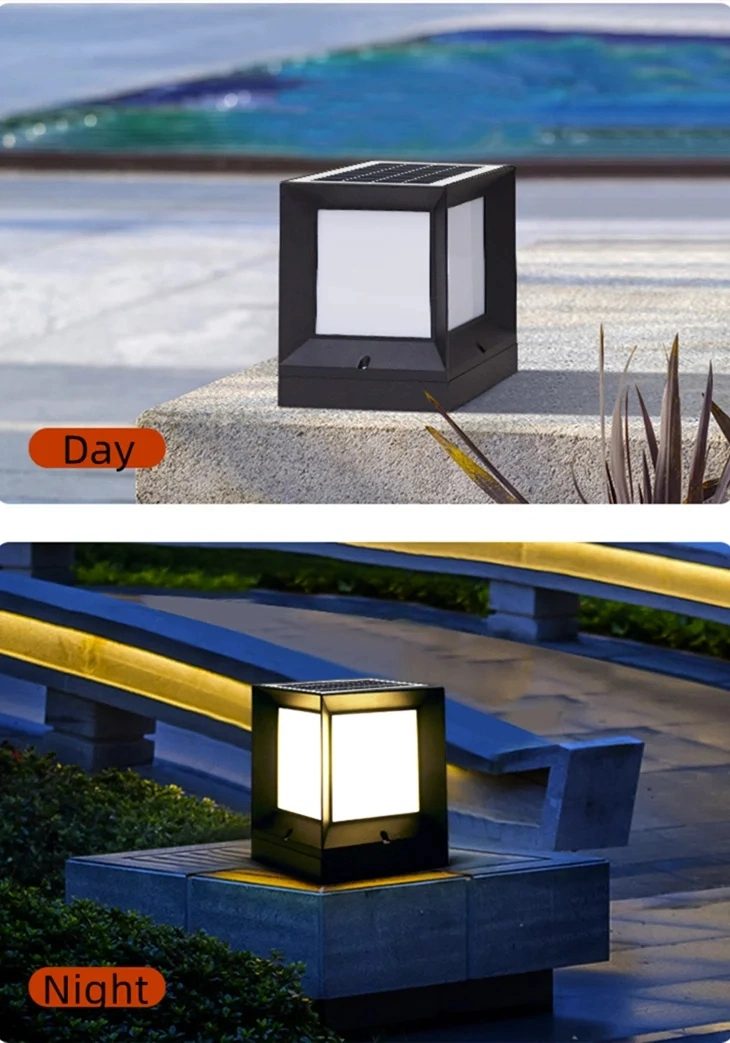 Solar LED Waterproof IP65 Square Aluminum Outdoor Courtyard Fence Post Decorative Gate Pillar Light