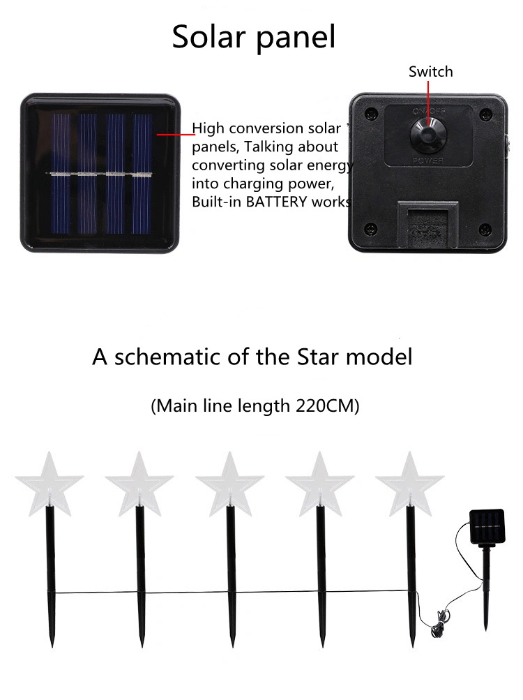 Solar Outdoor Waterproof Lawn Lights Christmas Garden Patio LED Stars Tree Atmosphere Decorative Lights