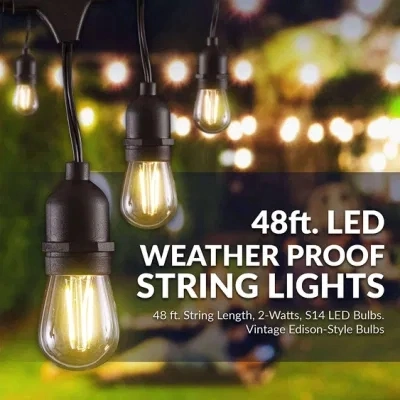 10m 48FT E27 S14 LED Bulb 220V IP65 Waterproof Wedding Party Patio Garden Outdoor Solar UK Au Cafe Festoon String Light