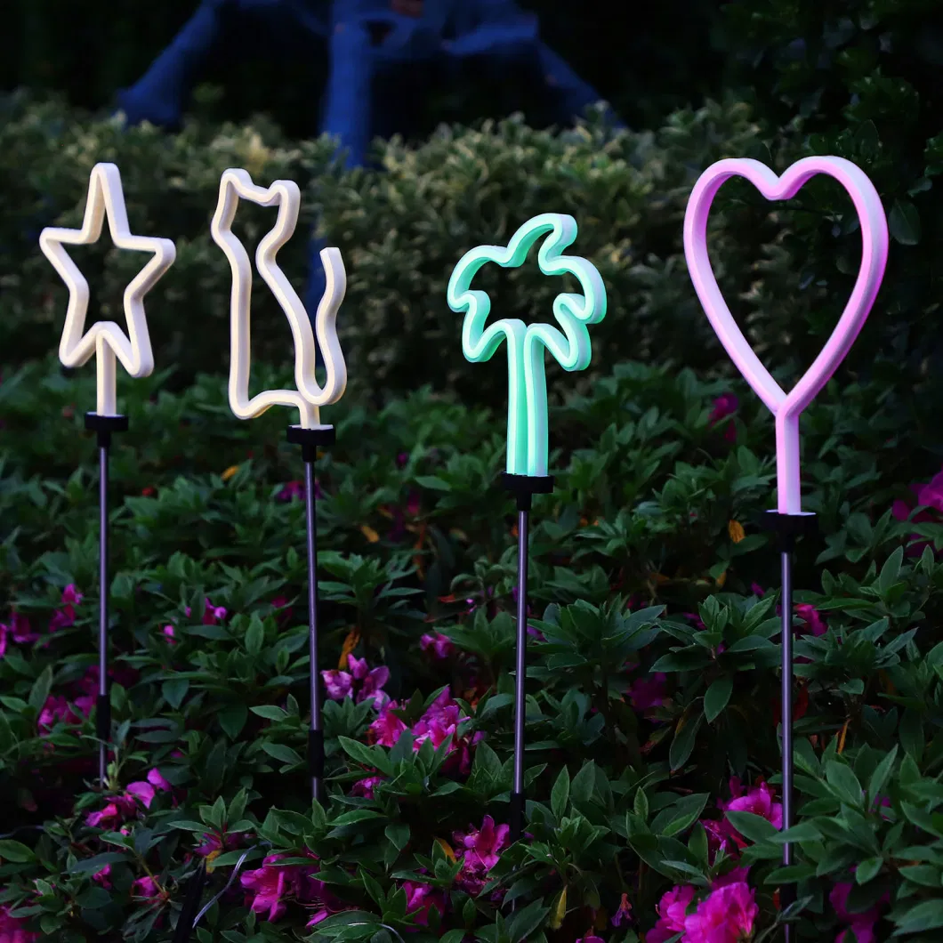 Wholesale Lawn Decor Neon Heart Style Solar Powered Garden Stake Lights for Outdoor Decorative Lamp