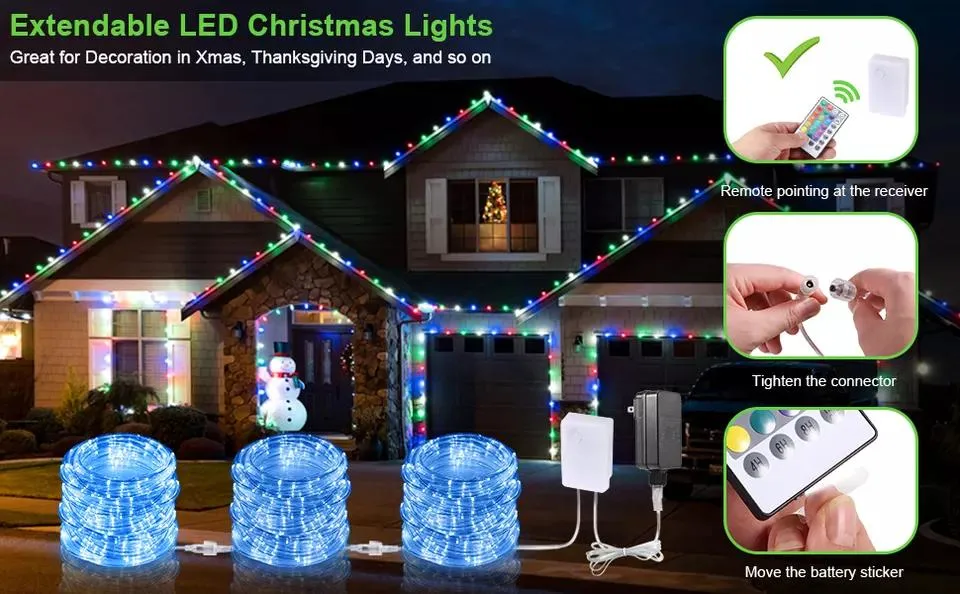 LED APP Control Micro Rope Lights Waterproof Outdoor Patio Lighting Christmas Decoration String Lights