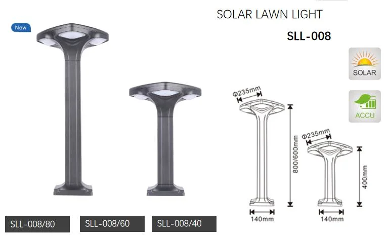 IP65 Waterproof 400mm Height Aluminum Garden Lawn Patio Decoration Solar Light with 7000mAh Battery